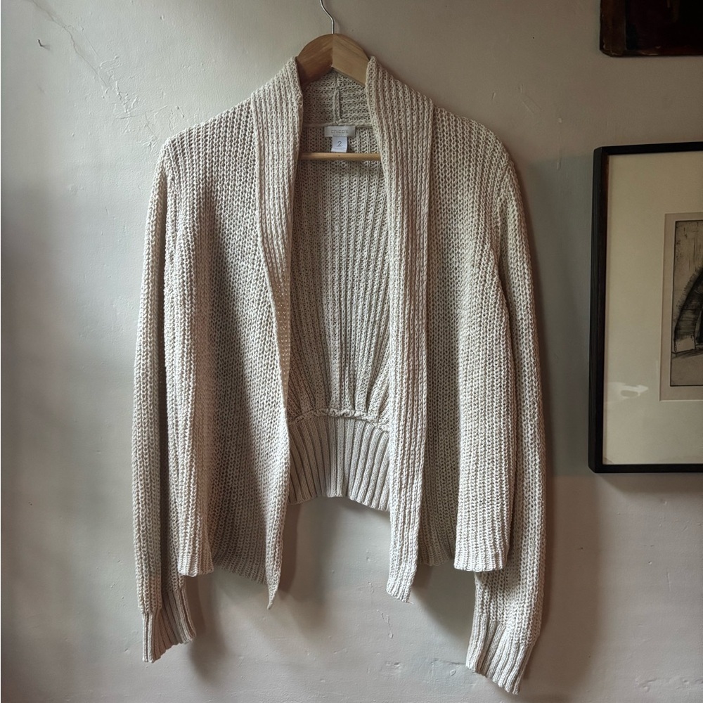 Chico's Cream Knit Open-Front Cardigan